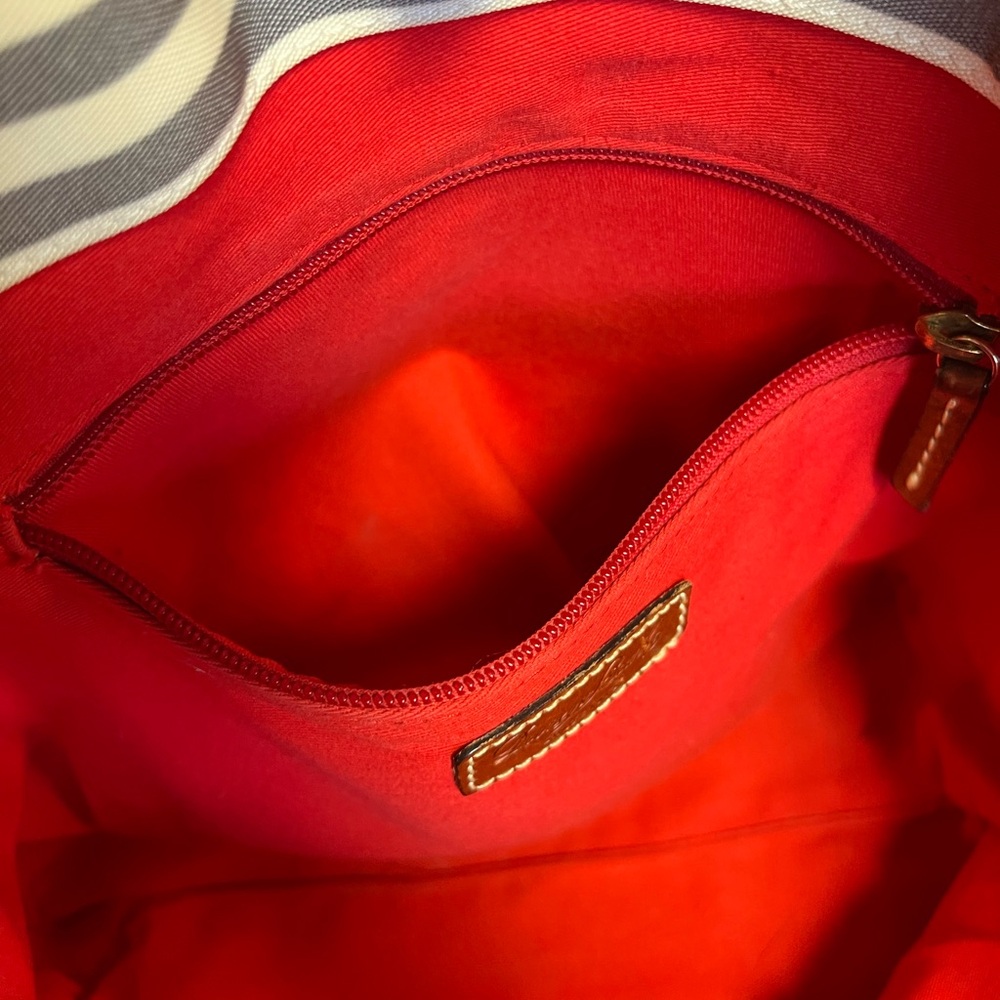 Dooney & Bourke Pink and Brown Canvas Tote with Leather Straps - Picture 10 of 14